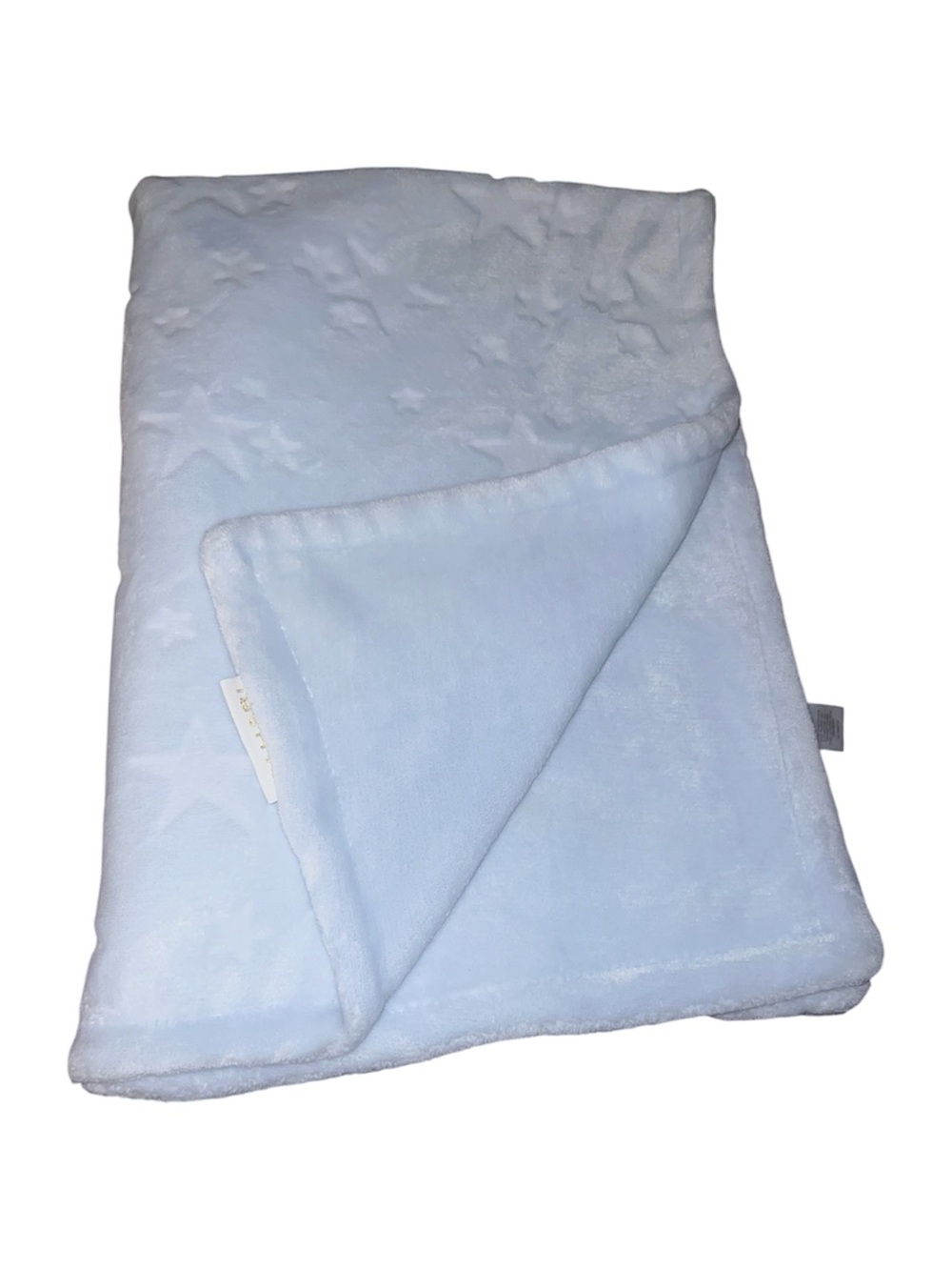 Tahari Light Blue Embossed Stars Baby Blanket Super Soft Fleece Lovey 30x40